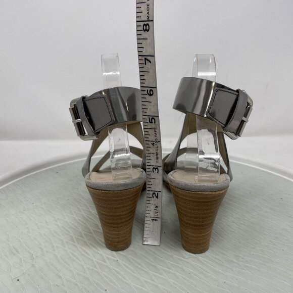 AGL Sandals Size 38 Vero Cuoio Wedge Ankle Cuff Silver Metallic Leather Boho - Picture 8 of 8